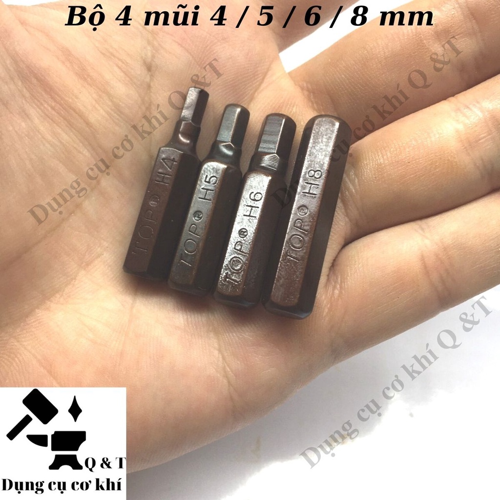 Mũi vít đóng lục giác , Mũi đóng lục giác 4mm tới 8mm nâu top chính hãng taiwan