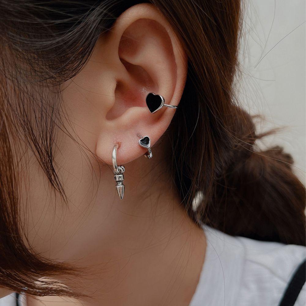 Khuyên Kẹp Vành Tai Không Xỏ Lỗ Bằng Đồng Hình Trái Tim Phong Cách Punk Dành Cho Nữ