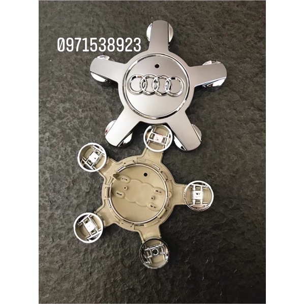 chụp mâm, vành, bánh xe Biểu tượng Logo AUDI 5 chấu đường kính 135mm cho AUDI A3 A4L A6L A8L Q3 Q5 Q7. màu ghi