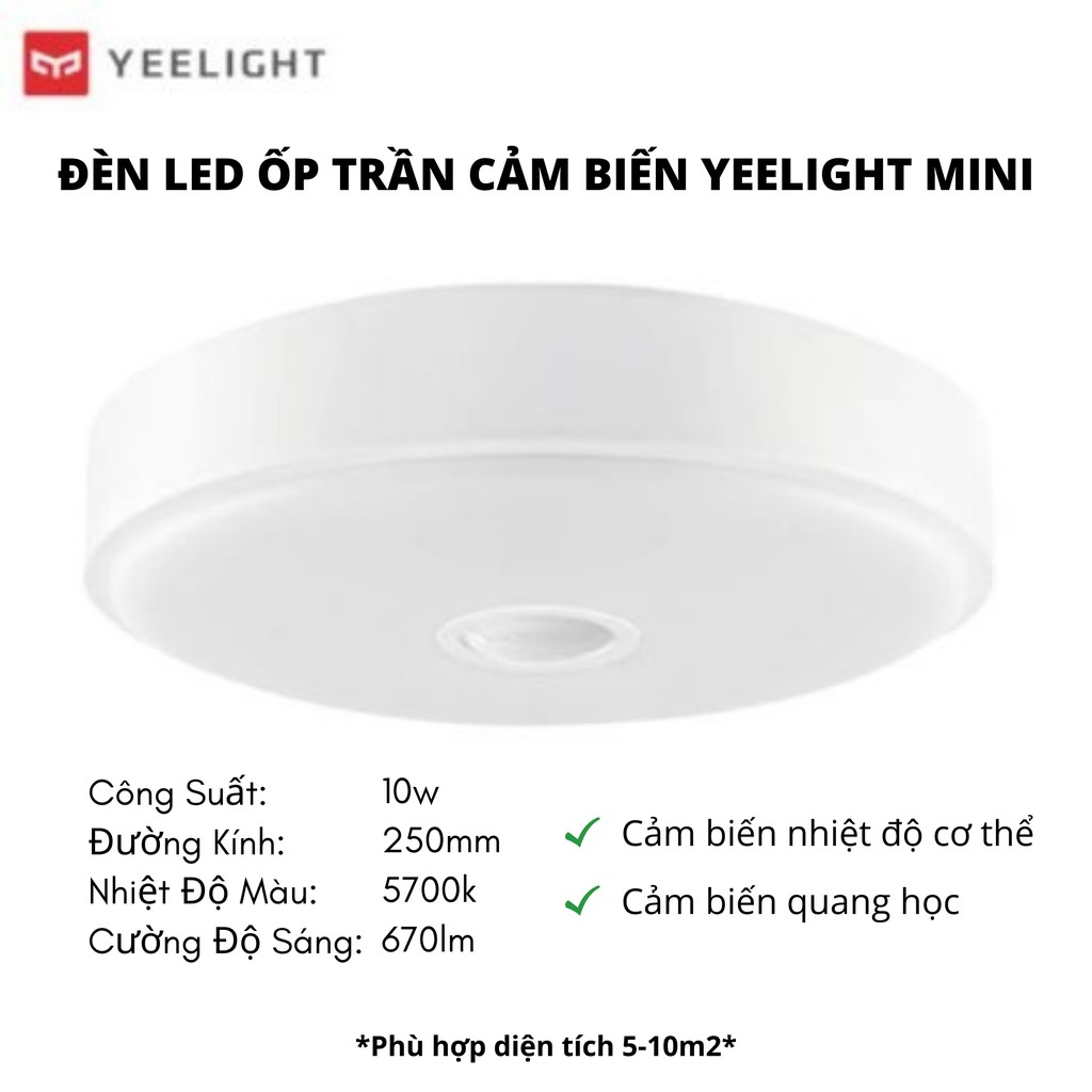 [BẢN GLOBAL] Đèn Led Ốp Trần Cảm Biến Chuyển Động Mini Yeelight 250mm - Nhập Khẩu Chính Hãng