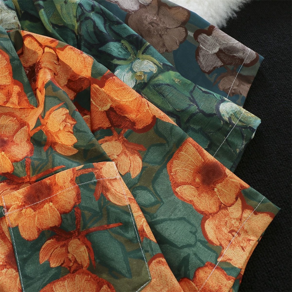 Áo Sơ Mi Tay Ngắn Họa Tiết Hoa Thời Trang Dành Cho Nam