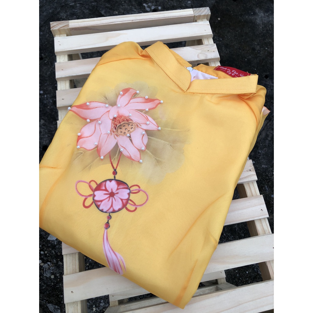 Áo dài cách tân 4 tà Hoa sen ⚡️Hàng Cao Cấp⚡️ tơ óng tiểu thư - Tây Phương