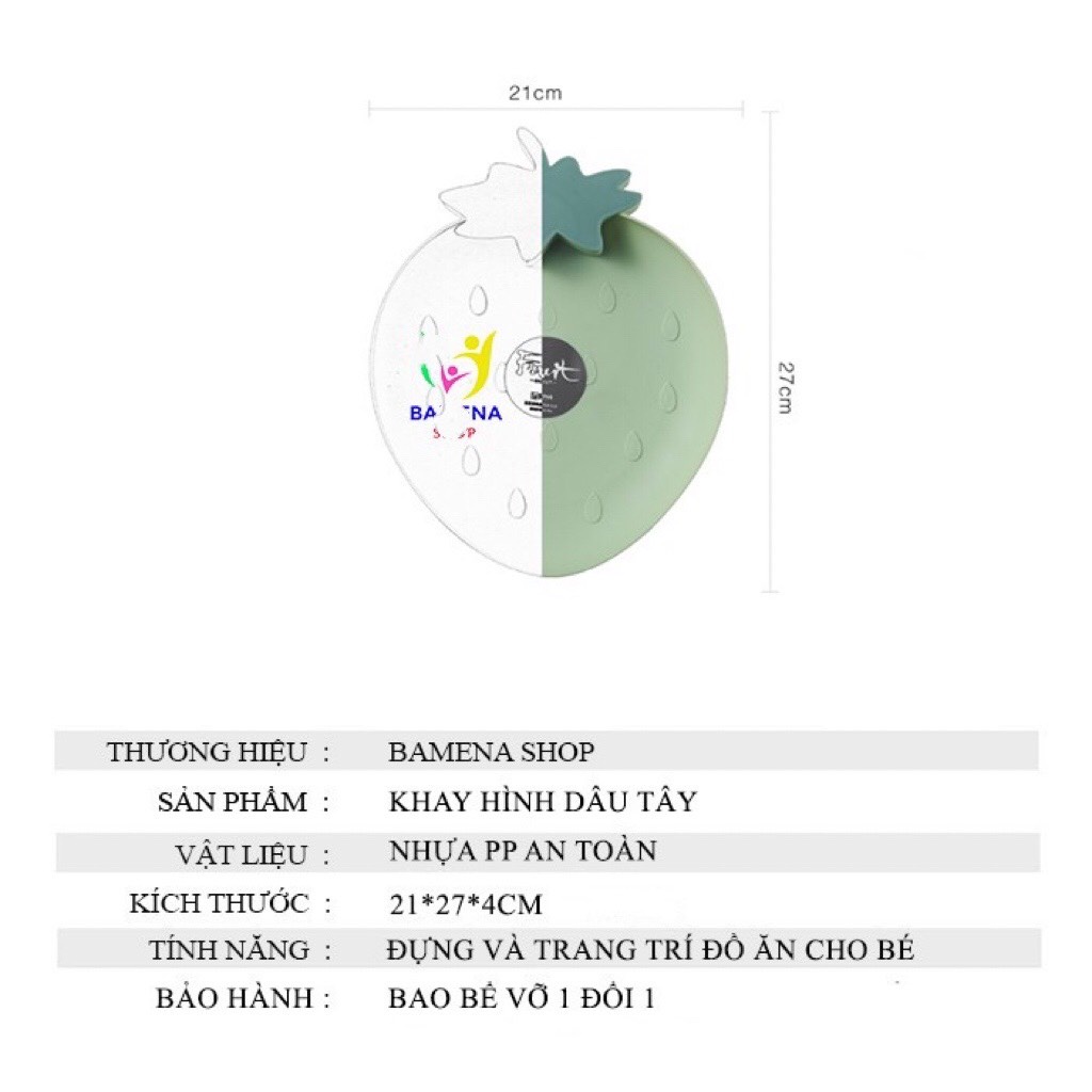 Khay ăn dặm, hình trái Dâu tây  đĩa đựng hoa quả bằng nhựa