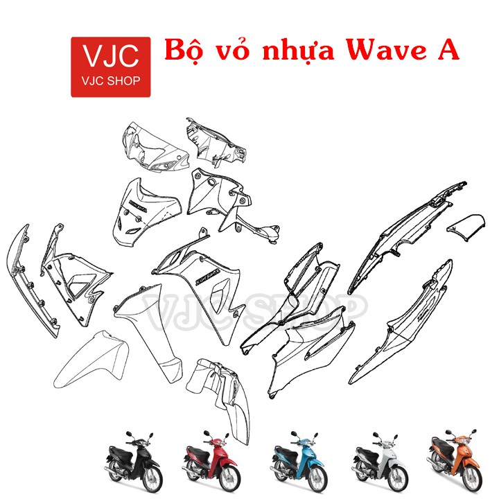 Bộ vỏ nhựa xe Wave Alpha 2016 hãng GTP chất liệu ABS nguyên sinh