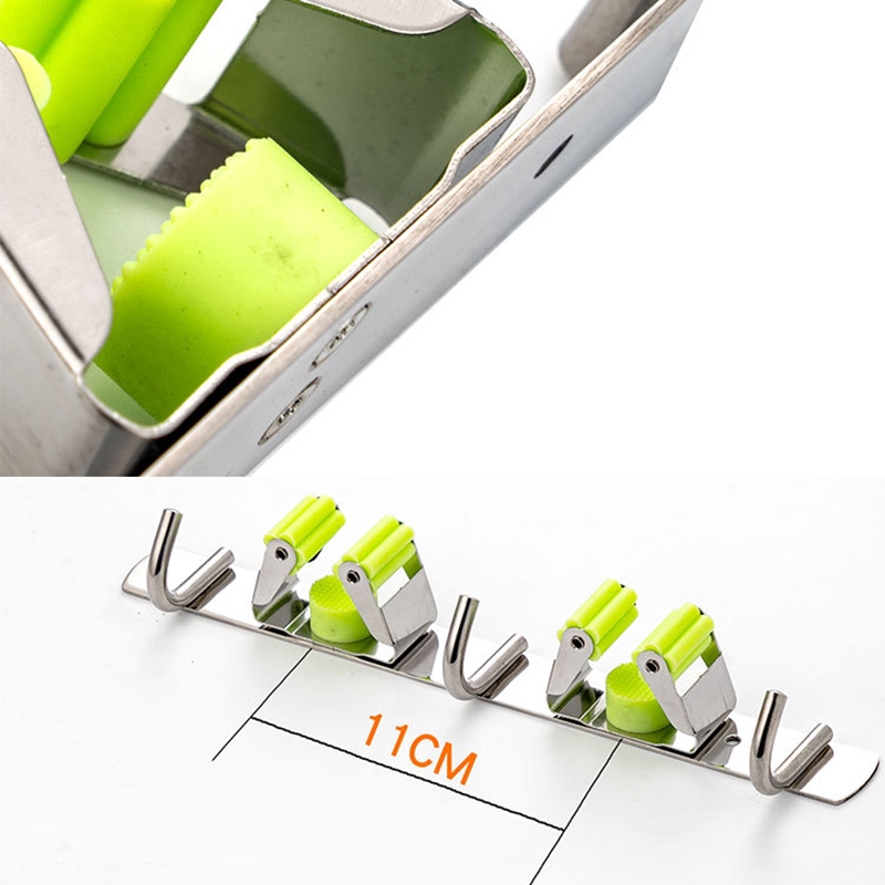 Giá treo chổi và cây lau nhà gắn tường bằng thép không gỉ đa năng tiện dụng