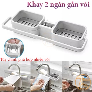 Khay Treo Vòi Nước, Vòi Sen Có 2 Ngăn Để Đồ Ở Nhà Tắm Nhà Bếp - Giá Nhựa Treo Ống Nước PP2