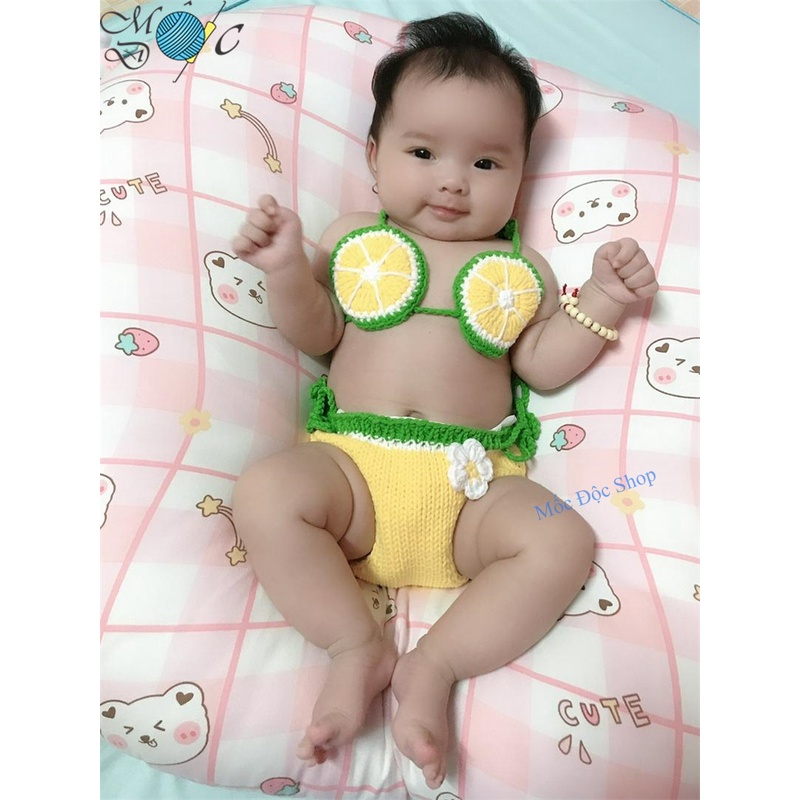 [Hỏa tốc HCM] Bikini len đi biển cho bé gái - trái chanh