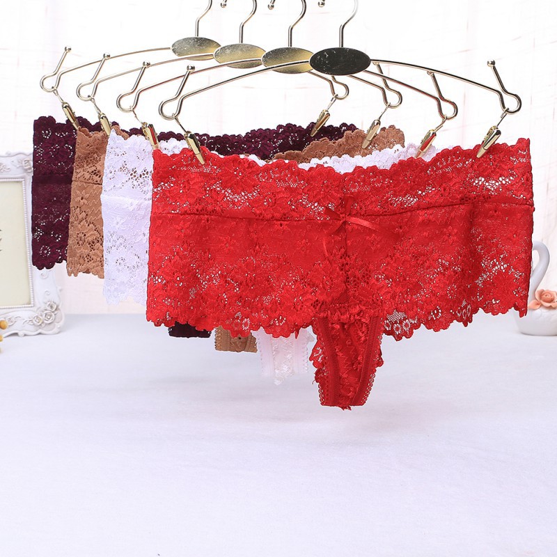 Quần lót ren trong suốt có buộc nơ