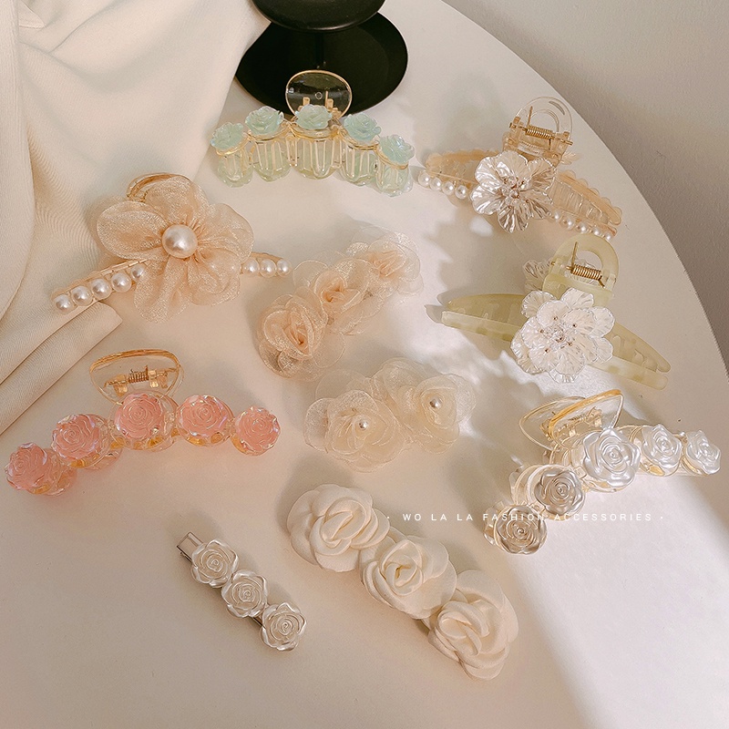 Kẹp Tóc Trong Suốt Đính Hoa Thời Trang Cho Nữ