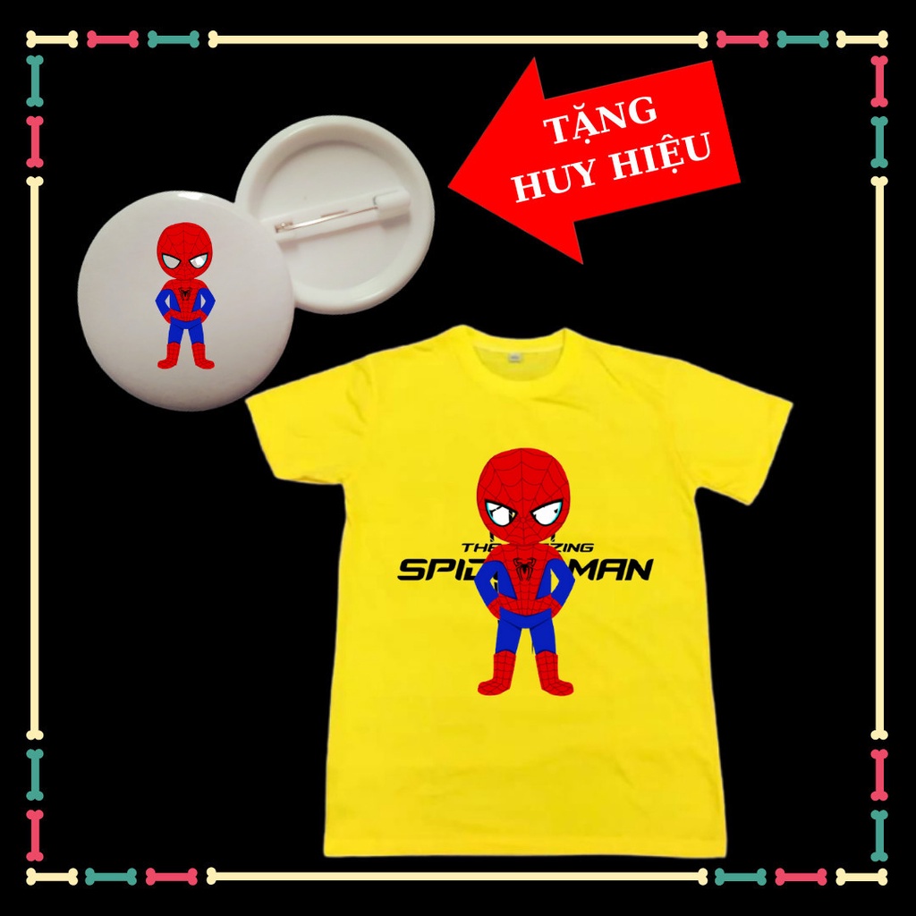 Áo thun bé trai siêu nhân nhện Spiderman siêu ngầu cho trẻ em Tặng Huy Hiệu Spiderman