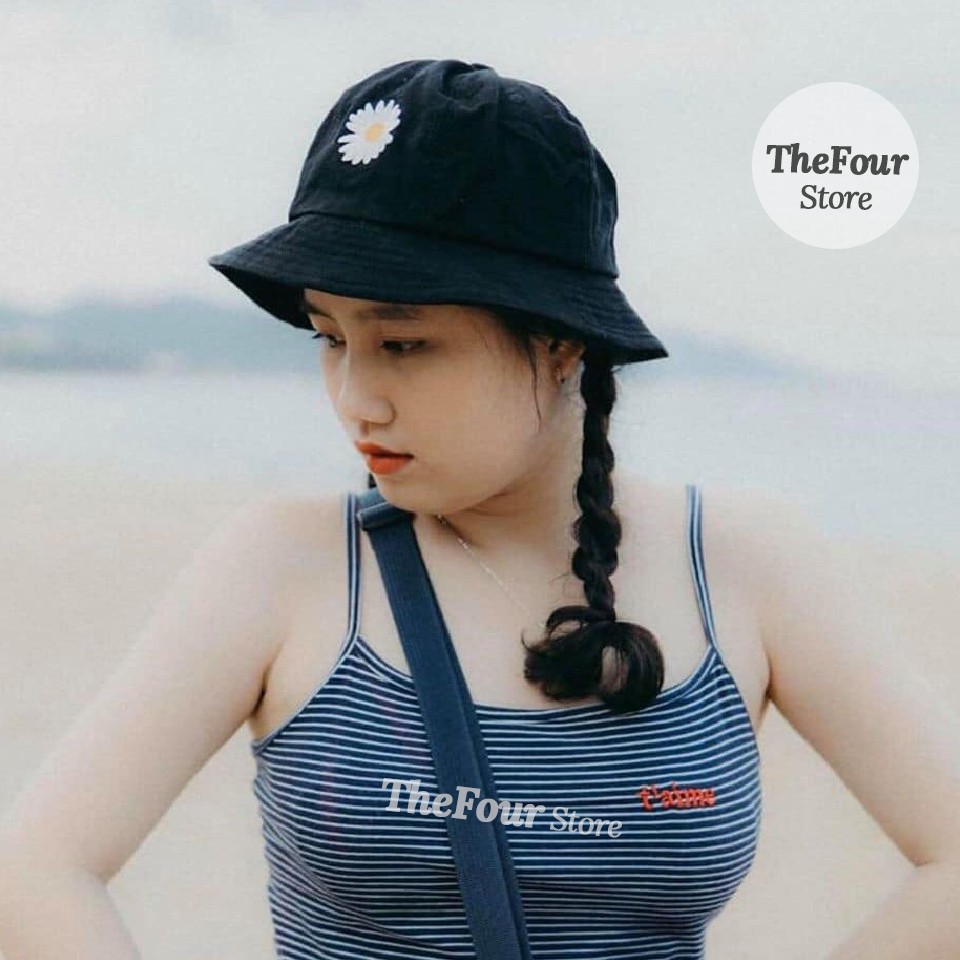 Mũ bucket hoa cúc❤️ FREESHIP ❤️ Giảm 10K Nhập [DOHU10K]  Mũ bucket para noise hoa cúc unisex SIÊU HOT