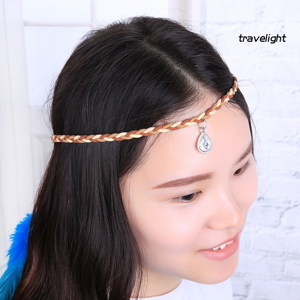 Băng Đô Cài Tóc Đính Lông Vũ Phong Cách Bohemian Cho Nữ