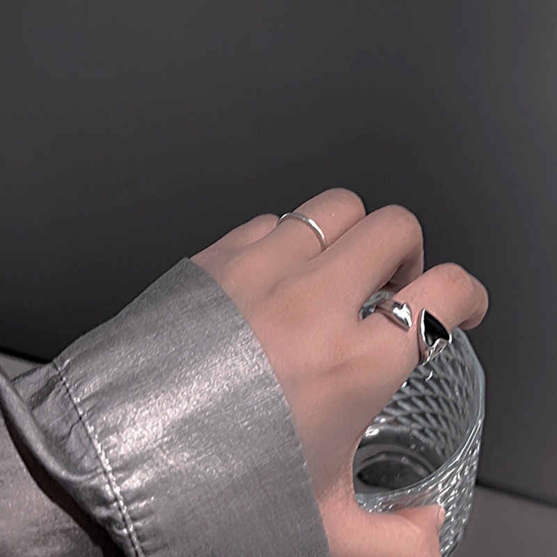 Nhẫn Hở Hình Trái Tim Phong Cách hip hop Thời Trang Cho Nam Và Nữ