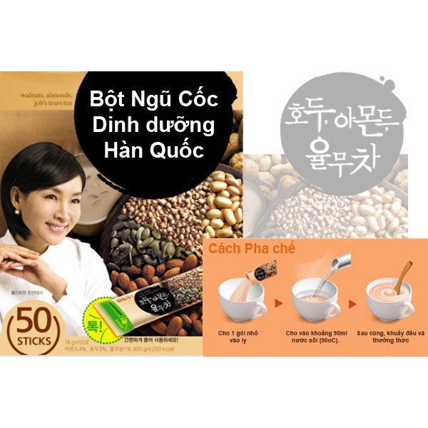 Bột ngũ cốc dinh dưỡng Hàn Quốc Damtuh 900g hộp 50 gói DATE mới nhất