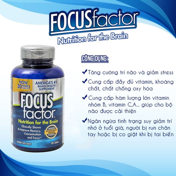 Viên Uống Bổ Não FOCUS Factor – Tăng Cường Trí Nhớ - 180 viên