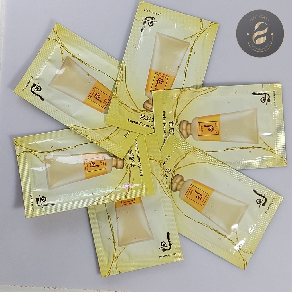 Gói Sữa Rửa Mặt Whoo Vàng Đông Y Hoàng Cung Facial Foam Cleanser Gói Sample 2Ml