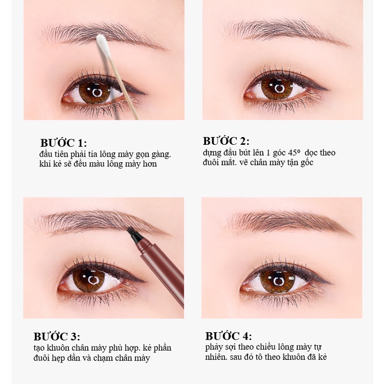 Bút Kẻ Lông Mày Phẩy Sợi 4D Chống Nước Lâu Trôi