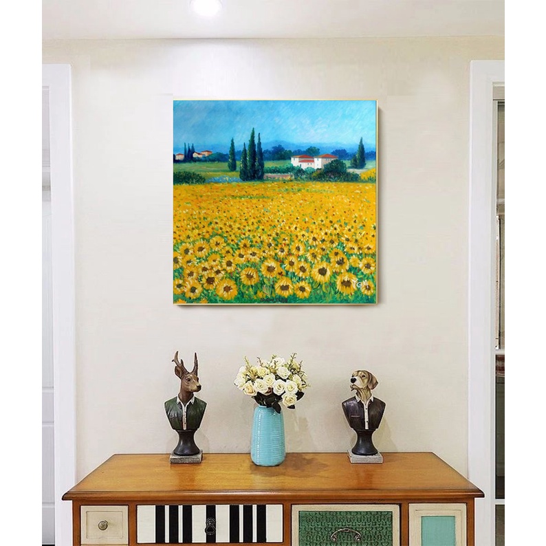 Tranh in vải canvas Hoa Hướng Dương - kt 60x60cm đủ khung