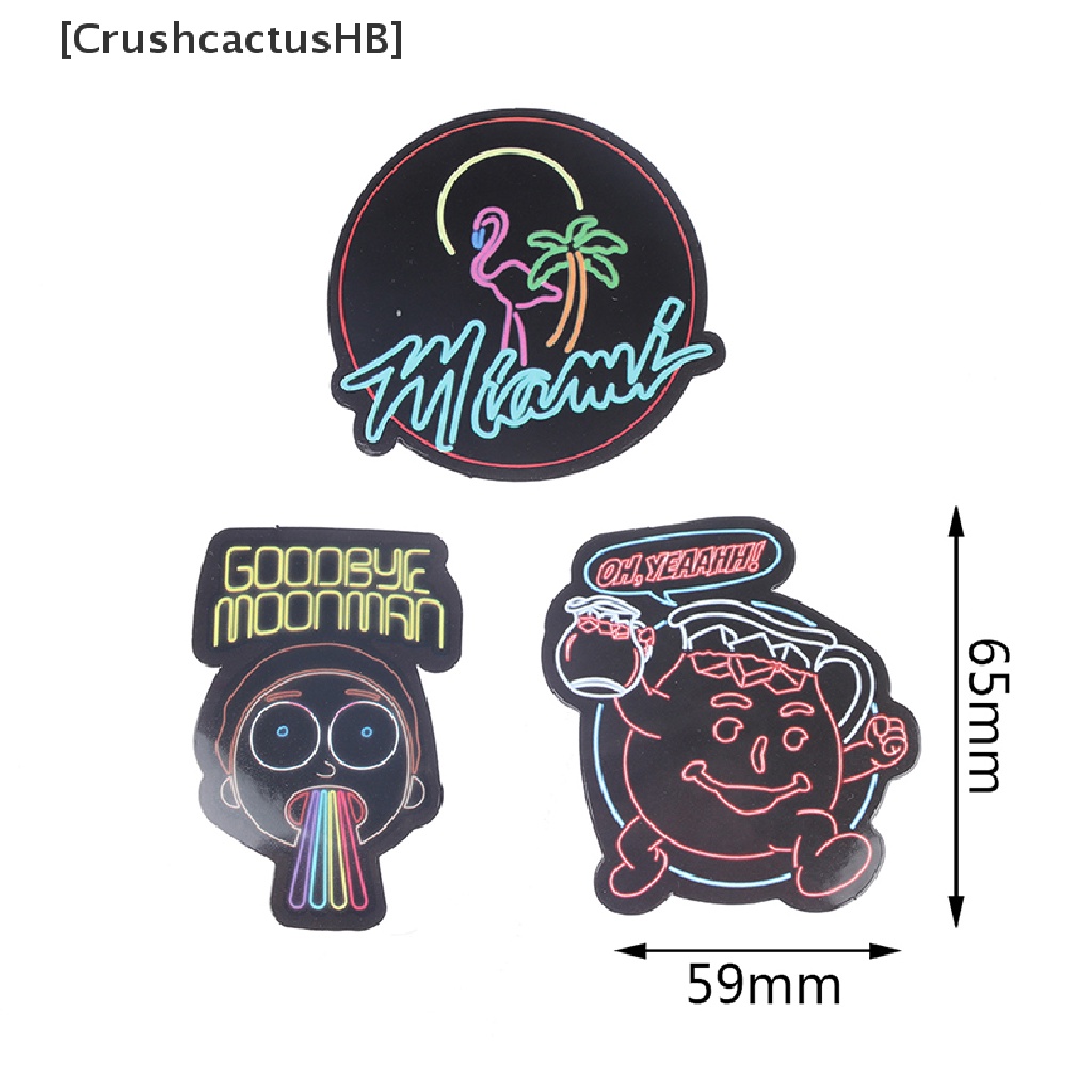 [CrushcactusHB] 50 Miếng Dán Hoạt Hình Graffiti Ánh Sáng Neon Trang Trí Xe Hơi Xe Máy Hành Lý DIY Bán Chạy