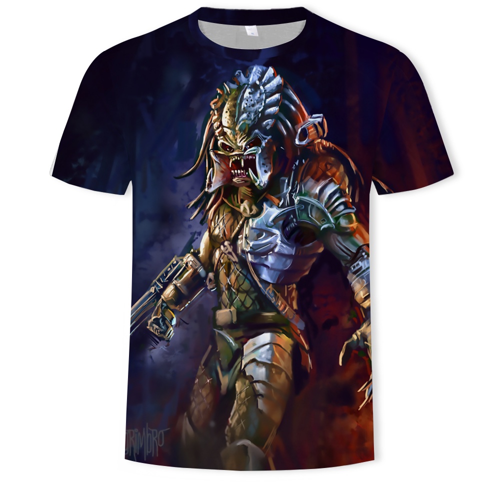 Áo thun tay ngắn cổ tròn in họa tiết Predator 3D thời trang phong cách đường phố cho nam và nữ