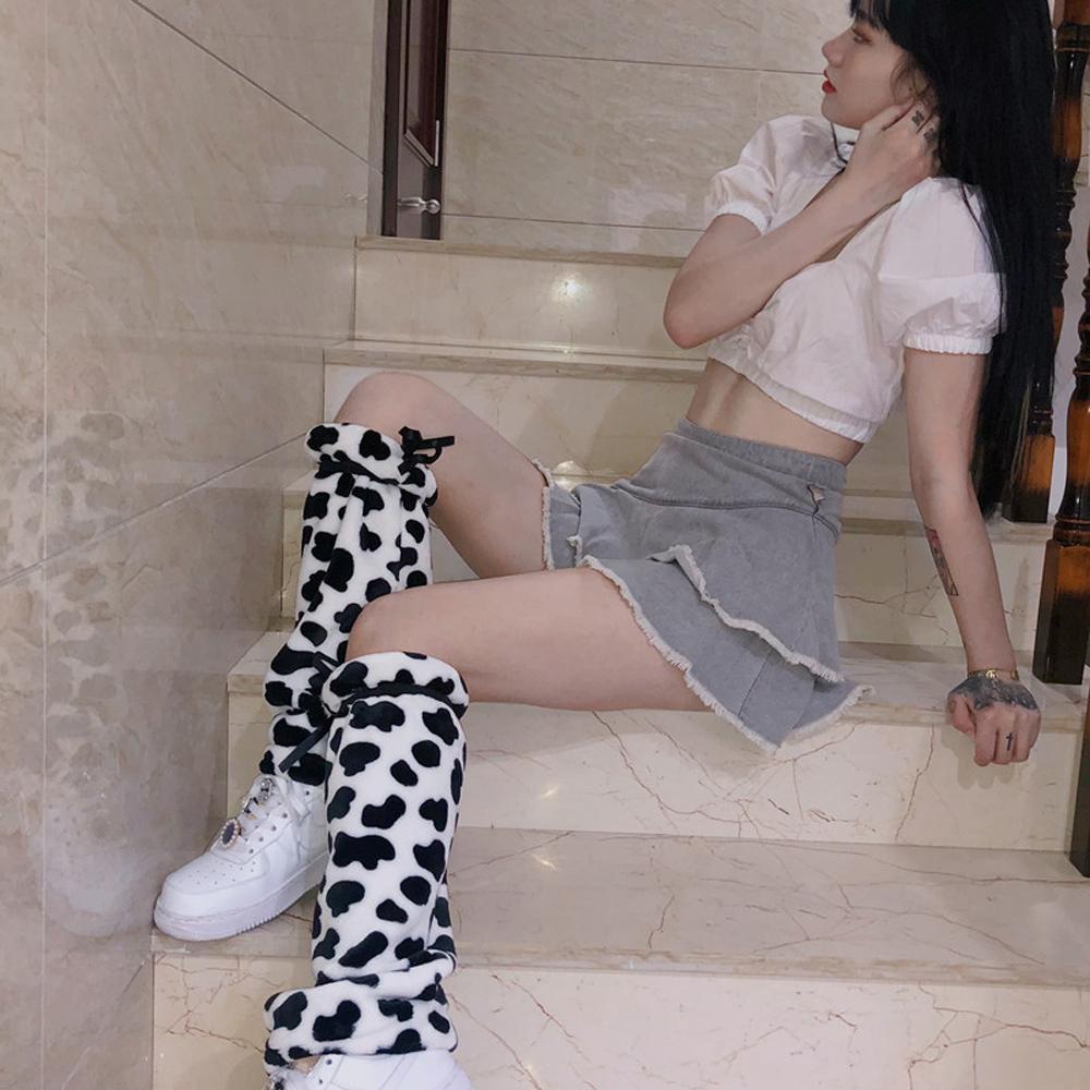 Vớ Giữ Ấm Chân Giữ Ấm Mùa Thu Đông In Hình Bò Sữa jk Lolita
