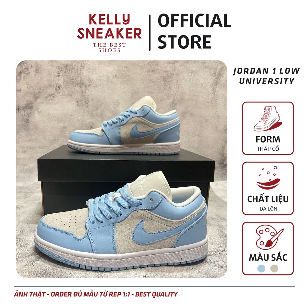 Giày Thể Thao Sneaker Jordan 1 Low "University Blue" - Bản Cao Cấp (Ảnh Thật + Hàng Sẵn)