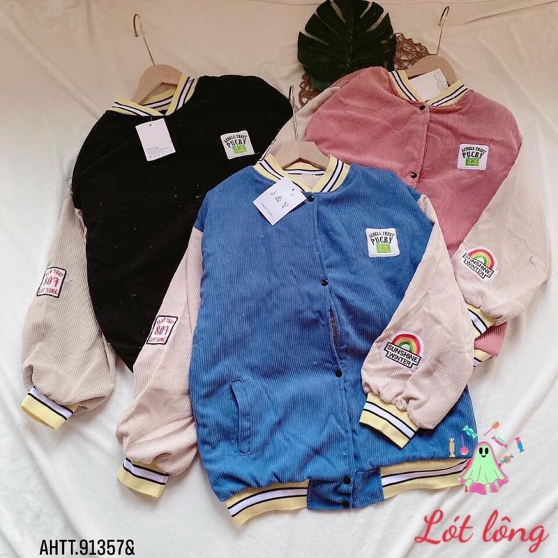 áo bomber, áo khoác bomber được may trên chất liệu nhung tăm hai lớp phù hợp cả nam và nữ hàng hót năm 2021