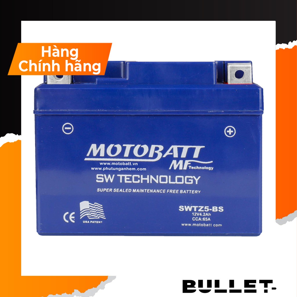 Bình điện/acqui Motobatt MTB- SWTZ5-BS  12v-4,2A (Bình khô)