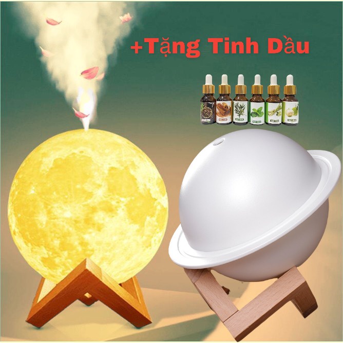 Đèn Xông Tinh Dầu Mặt Trăng Đổi Màu Thay Thế Đèn Ngủ Cho Phòng Khách Và Trên Xe HơI