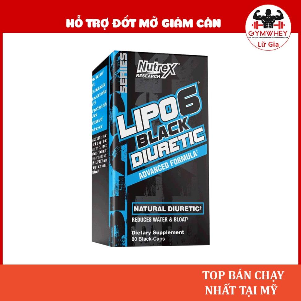 Viên Hỗ Trợ Giảm Mỡ Nutrex Lipo 6 Black Diuretic Giúp Cắt Nước Mất Nước Trong Thi Đấu - USA (80 viên)