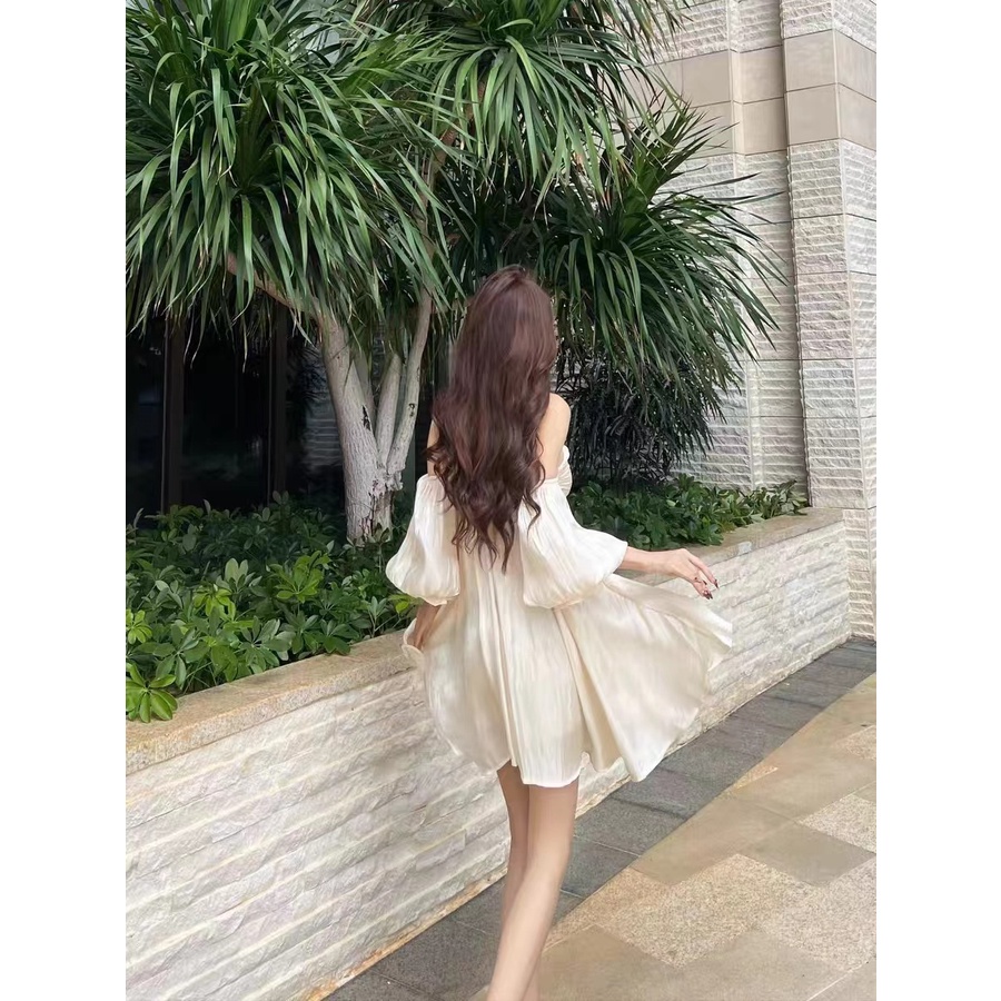 Jane Váy  trễ vai tay phồng cổ tích tơ sương mềm mại lãng mạn ẢNH THẬT CUỐI