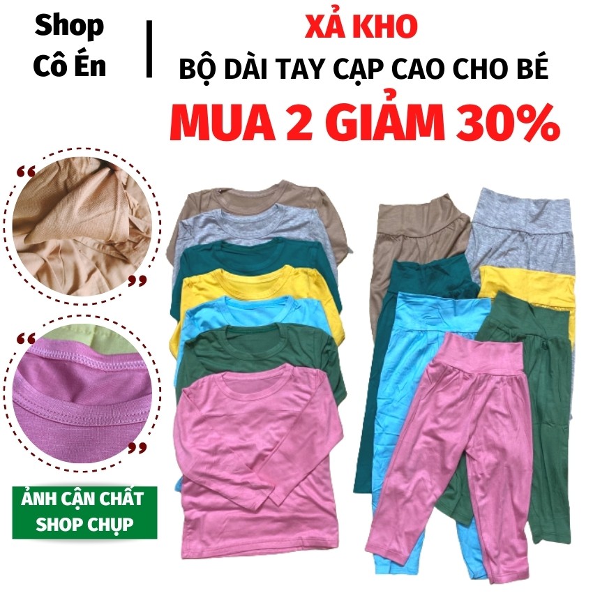 [ XẢ KHO] Bộ Thun Lạnh Dài Tay Cạp Cao Cho Bé Trai Bé Gái 6-18kg