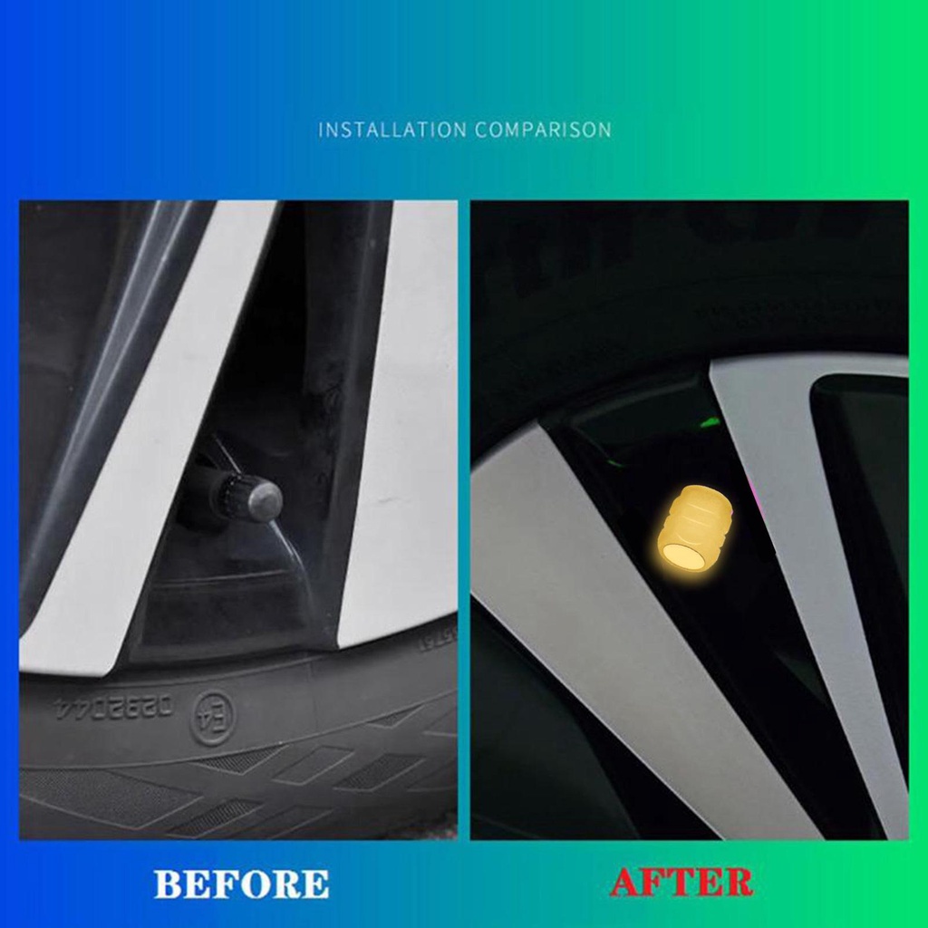 Set 4 Nắp Van Bánh Xe Dạ Quang Mini I3O8