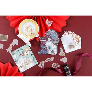 Bộ hình dán Sticker 40 miếng cổ phong có nhũ trang trí tranh vẽ, sổ tay, planner