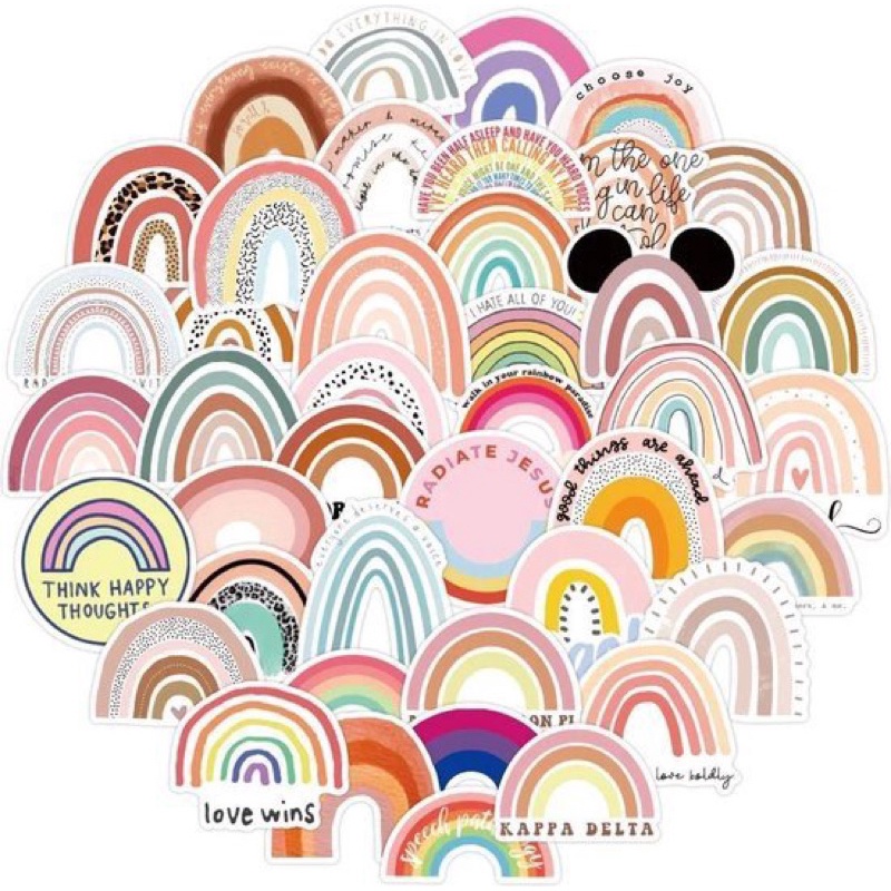 Sticker Rainbow Sticker cầu vồng 30-60 cái ép lụa/Hình dán cầu vồng Rainbow