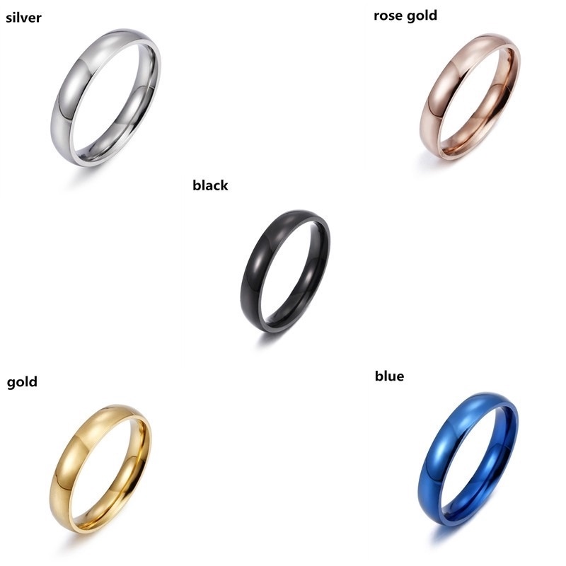 Nhẫn thép không gỉ 4mm thời trang mới của rand, nhẫn thép titan nam nữ phong cách đơn giản.