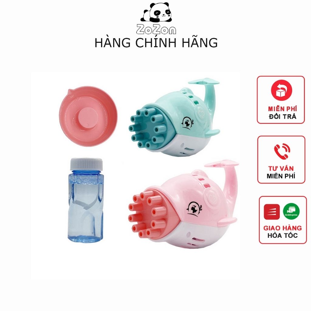 Đồ Chơi Máy Phun Thổi Bong Bóng Xà Phòng Cầm Tay 10 Nòng Tự Động Hình Cá Heo Siêu Dễ Thương Có Kèm Nước Xà Phòng