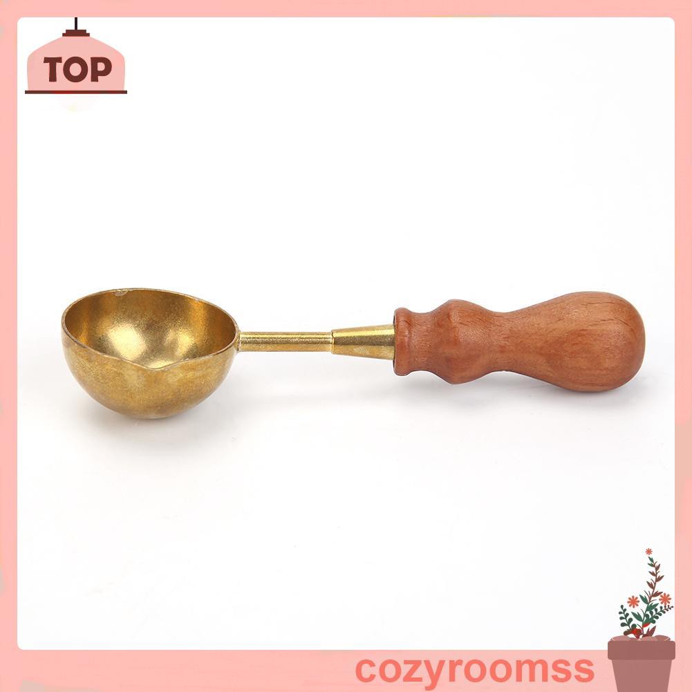 Muỗng múc sáp bằng kim loại tay cầm gỗ phong cách retro trang nhã