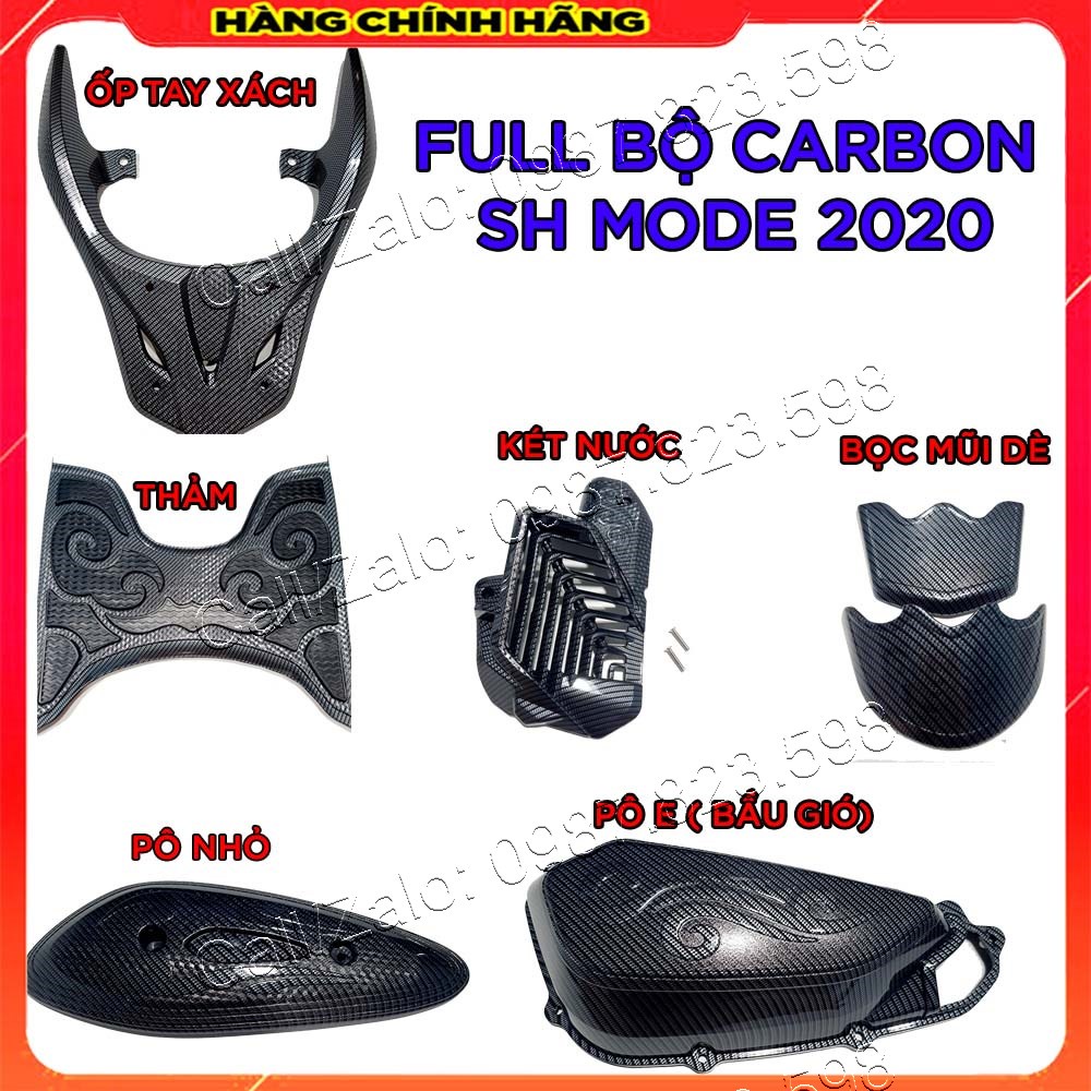 Full Bộ Ốp 6 Món Trang Trí SH Mode 2020-22 Sơn Vân Carbon