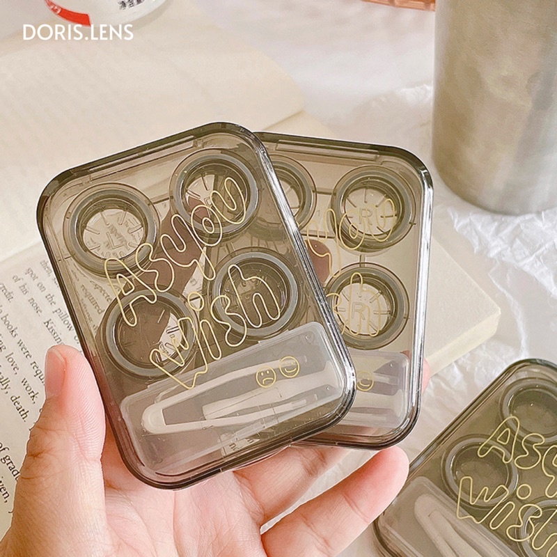 Khay Gương ĐÔI Đựng Lens Và Bộ Dụng Cụ Đeo Lens DORIS.LENS - Trong Suốt ĐÔI