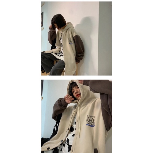 - RẺ VÔ ĐỊCH - ÁO KHOÁC NỈ NAM NỮ TAY PHỐI MÀU