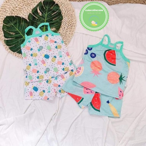 Bộ 2 dây cho bé, đồ bộ 2 dây mùa hè Xuân Cường Kids cho bé gái chất cotton có lỗ thông hơi size từ 6 đến 18kg