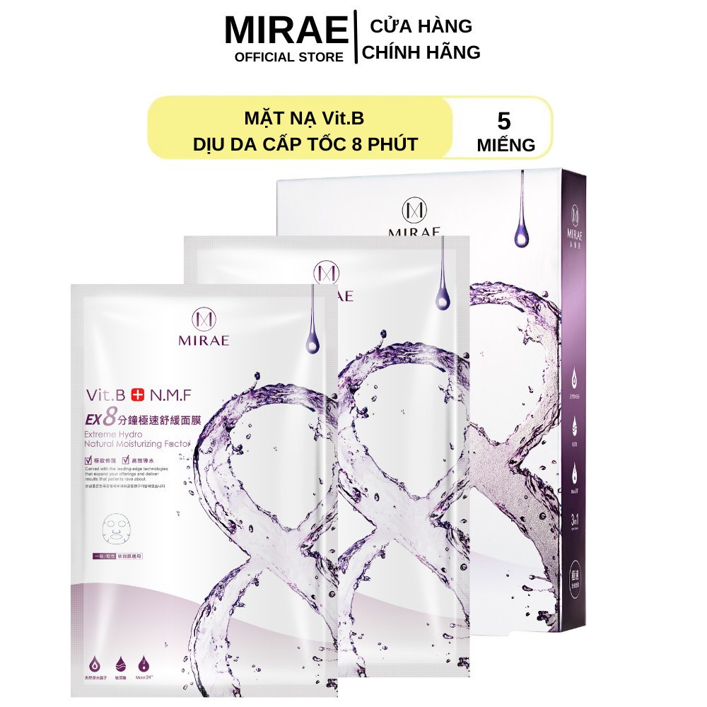 Mặt Nạ Mirae 😍CHÍNH HÃNG 😍 Hộp 5 Miếng Làm Dịu Da Cấp Tốc EX 8 Phút – Vit.B Phục Hồi Da Giúp Da Căng Mịn