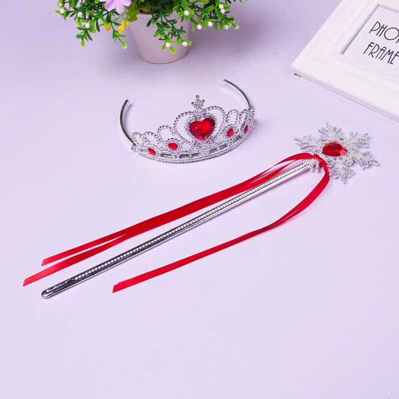 Set Vương Miện, Gậy Phép Cho Bé Gái Hóa Trang Công Chúa Elsa, Lọ Lem, Disney