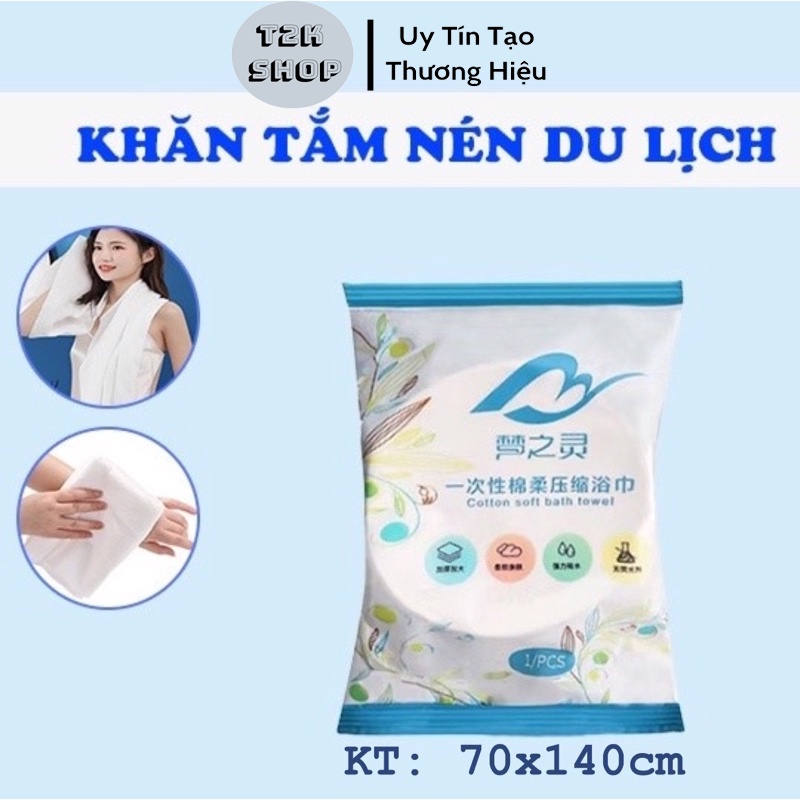Khăn Tắm Nén Du Lịch Kích Thước 70*140cm Bằng Cotton Dùng Một Lần Tiện Lợi - T2K Shop