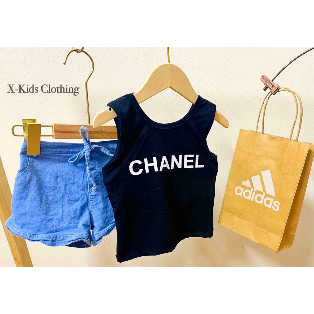 Set áo cha.ell quần jean mềm bé gái