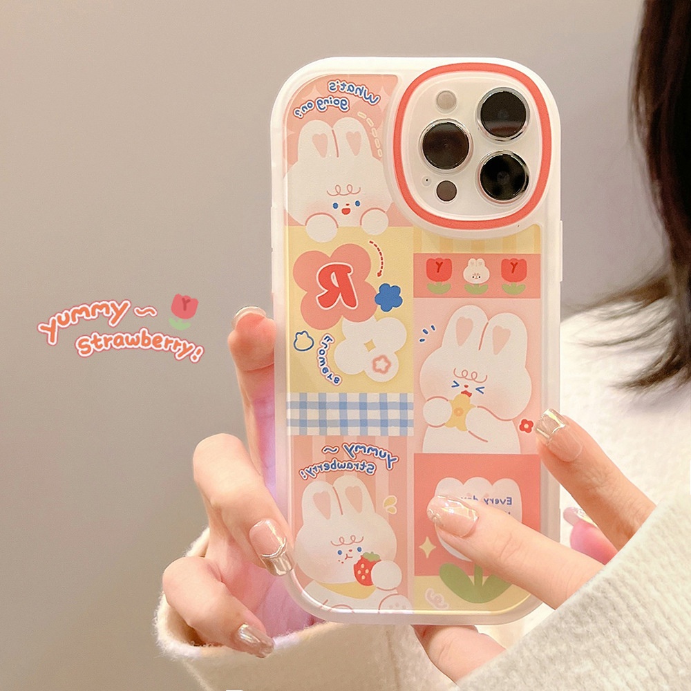Ốp Điện Thoại tpu Mềm Hình Thỏ Hồng Cho iphone 7 8 plus x xr xs 11 12 13 14 15 mini pro max se 2020