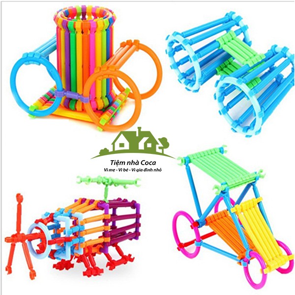 Lego 500 chi tiết lắp ghép que 3D ráng tạo cho bé - Bộ xếp hình que diêm cho bé  - đồ chơi giáo dục thông minh