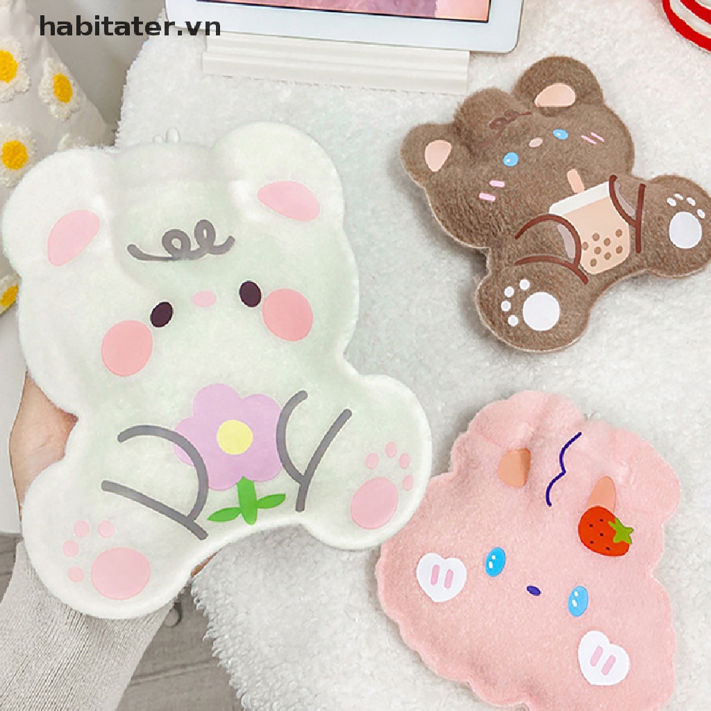 Bình Nước Giữ Ấm Tay Phủ Bông Chống Nổ Họa Tiết Hoạt Hình Đáng Yêu