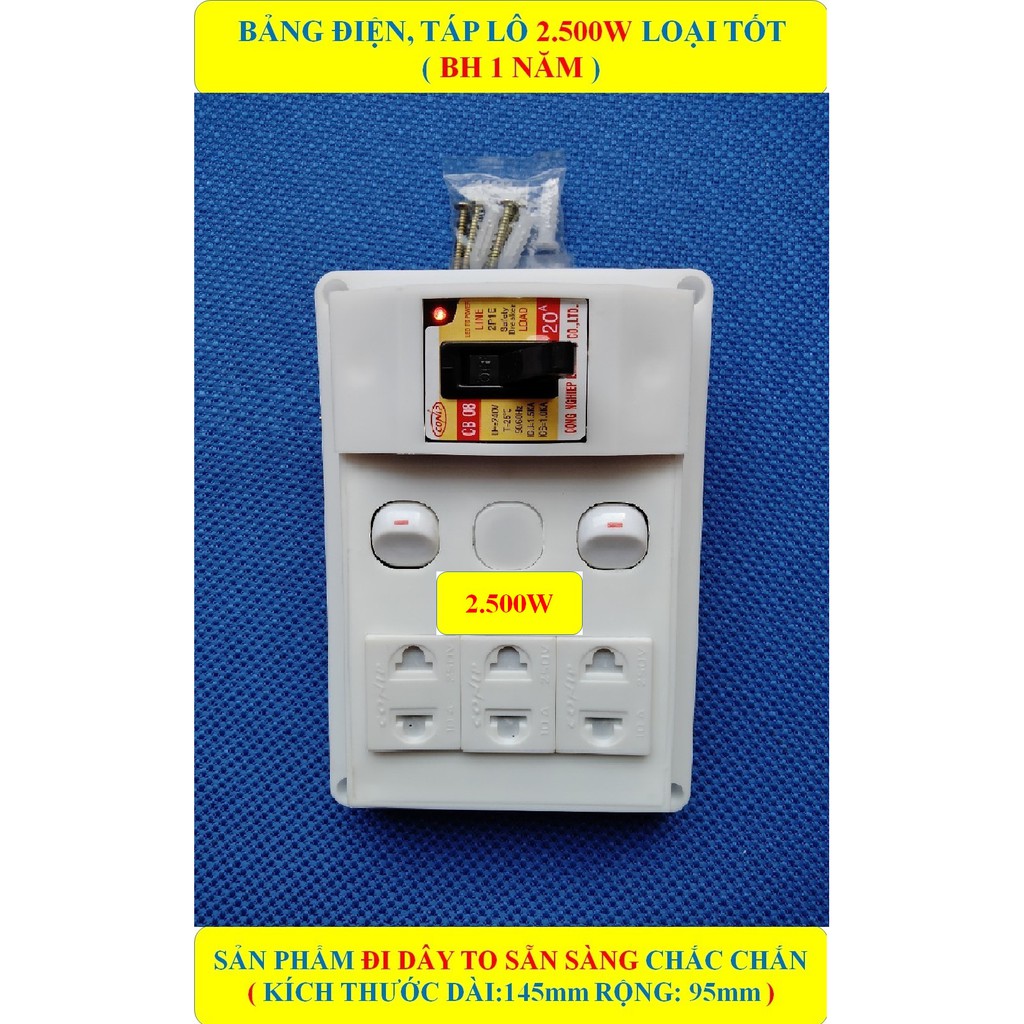 Bảng điện, Táp lô 2500W CAO CẤP + BH 1 NĂM + CB Atomat 20A chống quá tải + 1/2/3 Công tắc HÀNG LOẠI TỐT